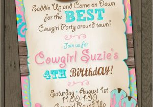 Cowgirl themed Birthday Invitations Cowgirl Invitation Cowgirl Birthday Party Invitation