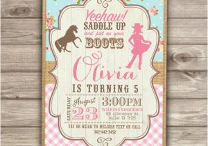 Cowgirl themed Birthday Invitations Horse Cowgirl Invitation Template Birthday Rustic Printable