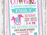 Cowgirl themed Birthday Invitations Western Cowgirl Birthday Invitation