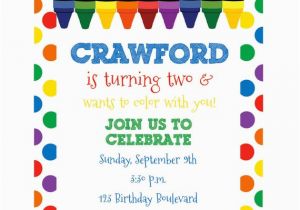 Crayon Birthday Invitations Art Birthday Invitation Crayon Birthday Coloring