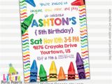 Crayon Birthday Invitations Art Party Invitation Crayons Party Digital Print at