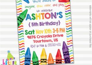 Crayon Birthday Invitations Art Party Invitation Crayons Party Digital Print at