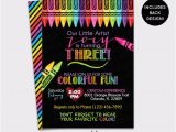 Crayon Birthday Invitations Chalkboard Art Party Birthday Invitation Crayon Painting