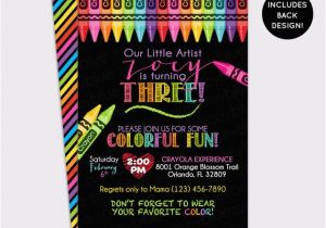 Crayon Birthday Invitations Chalkboard Art Party Birthday Invitation Crayon Painting