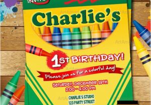 Crayon Birthday Invitations Crayon Birthday Invitation Crayon Party Invitation Crayola