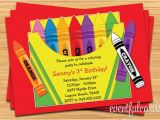 Crayon Birthday Invitations Crayon Birthday Party Invitation for Kids