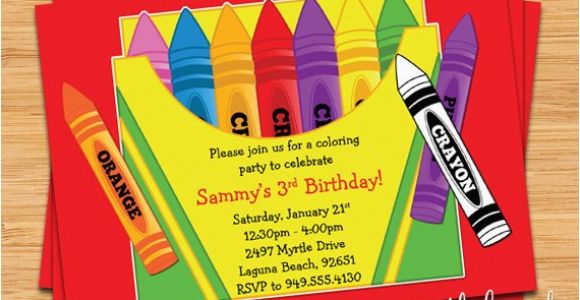 Crayon Birthday Invitations Crayon Birthday Party Invitation for Kids