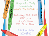 Crayon Birthday Invitations Crayon Birthday Party Invitations
