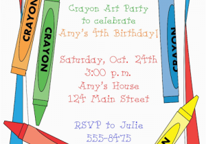 Crayon Birthday Invitations Crayon Birthday Party Invitations