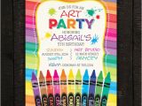 Crayon Birthday Invitations Crayon Invitation Art Invitation Paint Invitation Kids