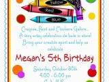 Crayon Birthday Party Invitations Art Party Invitations Crayon Invitations by