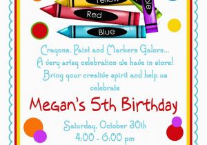 Crayon Birthday Party Invitations Art Party Invitations Crayon Invitations by
