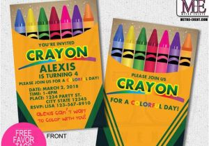 Crayon Birthday Party Invitations Crayola Crayon Birthday Invitation Crayon Invite Crayon