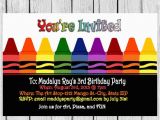 Crayon Birthday Party Invitations Crayon Birthday Invitation Crayon Invitecrayon Party