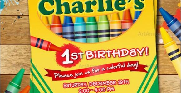 Crayon Birthday Party Invitations Crayon Birthday Invitation Crayon Party Invitation Crayola