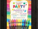 Crayon Birthday Party Invitations Crayon Invitation Art Invitation Paint Invitation Kids