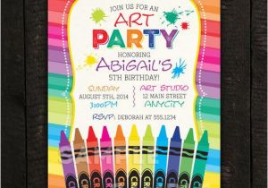 Crayon Birthday Party Invitations Crayon Invitation Art Invitation Paint Invitation Kids