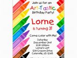 Crayon Birthday Party Invitations Kids Art Party Invitation Rainbow Crayons Little Artist