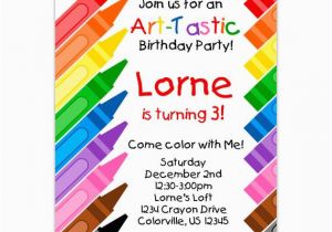 Crayon Birthday Party Invitations Kids Art Party Invitation Rainbow Crayons Little Artist