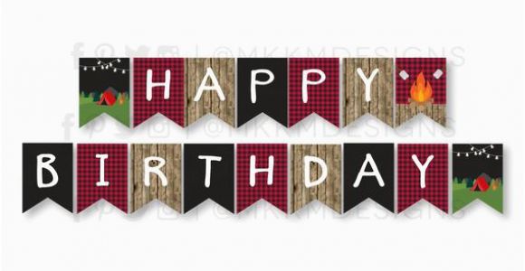 Create Happy Birthday Banner Online Free Camping Birthday Banner Instant Download Happy Birthday