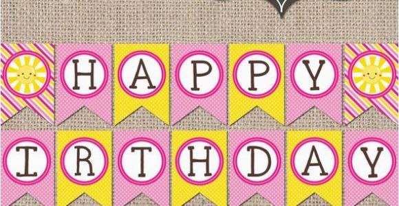 Create Happy Birthday Banner Online Sunshine Happy Birthday Banner Instant by Inkobsessiondesigns