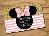 Create Minnie Mouse Birthday Invitations Minnie Mouse Birthday Invitations Polka Dots Gold and Pink