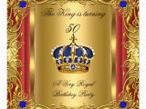 Crown Royal Birthday Invitations Prince or King Red Gold Royal Blue Crown Birthday Card
