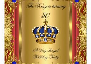 Crown Royal Birthday Invitations Prince or King Red Gold Royal Blue Crown Birthday Card