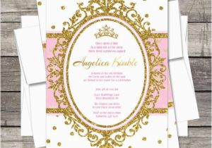 Crown Royal Birthday Invitations Princess Birthday Invitation Gold Glitter Crown Kids