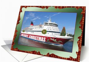 Cruise themed Birthday Cards Merry Christmas Cruise Line Decorated Ship Card 882642