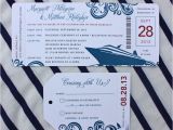 Cruise themed Birthday Cards Red Blue Swirl Yacht Cruise Boarding Pass Wedding