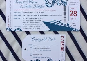 Cruise themed Birthday Cards Red Blue Swirl Yacht Cruise Boarding Pass Wedding
