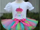 Cupcake Birthday Dresses Personalized Multicolored Polka Dot Cupcake Birthday Tutu