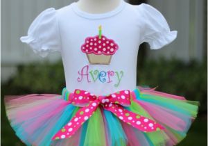 Cupcake Birthday Dresses Personalized Multicolored Polka Dot Cupcake Birthday Tutu