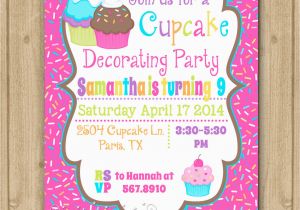 Cupcake Decorating Birthday Party Invitations Cupcake Decorating Birthday Invitation Cupcake Invitation