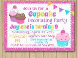 Cupcake Decorating Birthday Party Invitations Cupcake Decorating Birthday Invitation Cupcake Invitation