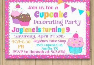 Cupcake Decorating Birthday Party Invitations Cupcake Decorating Birthday Invitation Cupcake Invitation