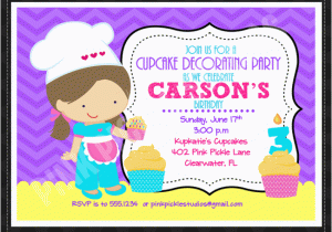 Cupcake Decorating Birthday Party Invitations Cupcake Decorating Personalized Party Invitation
