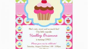 Cupcake First Birthday Invitations Bright Cupcake 1st Birthday Party Invitation Zazzle Com