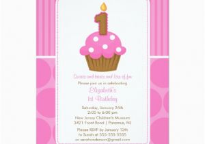 Cupcake First Birthday Invitations Cupcake Birthday Invitation 1st Birthday Pink Zazzle