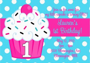 Cupcake First Birthday Invitations Cupcake Invitations 1st Birthday Cupcake themed 1st