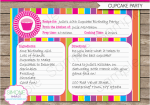 Cupcake Wars Birthday Party Invitations Cupcake Party Invitations Template Recipe Card Invitations