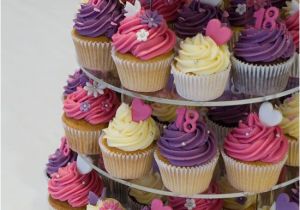 Cupcakes for 18th Birthday Girl Pink Purple and Cream 18th Birthday Cupcake tower