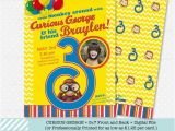 Curious George 1st Birthday Invitations Curious George Birthday Invitation 5×7 Birthday Invitations