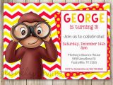 Curious George 1st Birthday Invitations Curious George Chevron Birthday 1st Birthday Invitation 2nd
