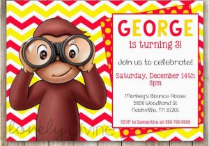 Curious George 1st Birthday Invitations Curious George Chevron Birthday 1st Birthday Invitation 2nd