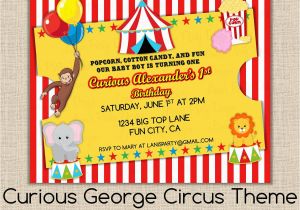 Curious George 1st Birthday Invitations Curious George Invitation Birthday 1st First Circus theme