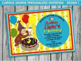 Curious George 1st Birthday Invitations Curious George Invitation Personalised by Lollipoppartydesigns