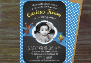 Curious George 1st Birthday Invitations Curious Monkey Celebration Invitations Photo Vintage