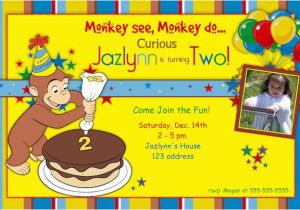 Curious George 2nd Birthday Invitations 2nd Curious George Birthday Invitations Anouk Invitations